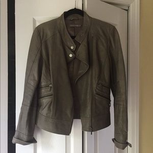 Genuine Lamb Leather Jacket with Moto Details and Zipper Pockets